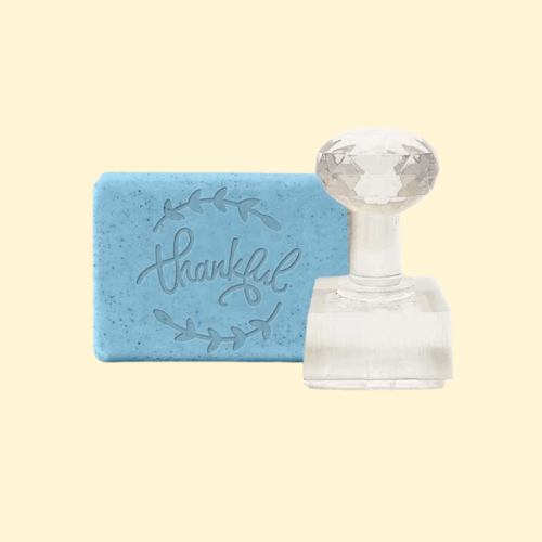 Pečiatka do mydla akrylová, thankful, 3,5 x 3,5 cm